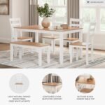 Signature Design by Ashley Gesthaven Modern Dining Table with 4 Chairs and Bench, Set of 6, White & Light Brown - Image 5