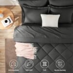 CozyLux Queen Comforter Set Dark Grey - Bed in a Bag Queen Size 7 Pieces, Luxury Soft Bed Set for All Seasons, Bedding Set with Down Alternative Comforter, Sheets, Pillowcases & Shams - Image 3