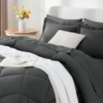 CozyLux Queen Comforter Set Dark Grey - Bed in a Bag Queen Size 7 Pieces, Luxury Soft Bed Set for All Seasons, Bedding Set with Down Alternative Comforter, Sheets, Pillowcases & Shams - Image 4
