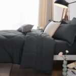 CozyLux Queen Comforter Set Dark Grey - Bed in a Bag Queen Size 7 Pieces, Luxury Soft Bed Set for All Seasons, Bedding Set with Down Alternative Comforter, Sheets, Pillowcases & Shams - Image 5