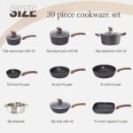 Kitchen Induction Cookware & Bakeware Set - 30 Piece Black Granite Cooking Pans Set, Non-Stick Pots and Pans Set - Image 6