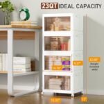 4 Tier Storage Bins with Lids, 23QT Stackable Closet Organizers and Storage with Wheels, Collapsible Storage Boxes, Foldable Plastic Storage Containers for Home,Office, Dorm Room-White - Image 3