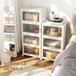 4 Tier Storage Bins with Lids, 23QT Stackable Closet Organizers and Storage with Wheels, Collapsible Storage Boxes, Foldable Plastic Storage Containers for Home,Office, Dorm Room-White - Image 5