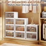 4 Tier Storage Bins with Lids, 23QT Stackable Closet Organizers and Storage with Wheels, Collapsible Storage Boxes, Foldable Plastic Storage Containers for Home,Office, Dorm Room-White - Image 6