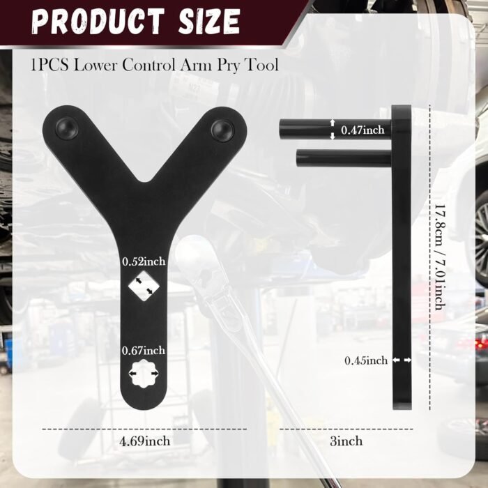 Upgraded Lower Control Arm Prying Tool,Non-Slip Lower Ball Joint Control Arm Tool with 1/2" Drive Port for Detaching Console Arms Ball Head,Y-Shape Lowers Controls Arms Tools - Image 3