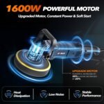 Buffer Polisher, 6 Inch/7 Inch 1600W Rotary Car Buffer Polisher Waxer, 7 Variable Speed 1000-3500 RPM, Detachable Handle for Car, Boat Sanding, Polishing, Waxing - Image 3