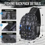PLUSINNO Fishing Backpack with Tackle Boxes, Waterproof Fishing Sling Tackle Bag For Fishing Gear With Rod Holder, Fishing Gifts for Men With Fishing lures, Fishing pliers, Fish Lip Gripper. - Image 3