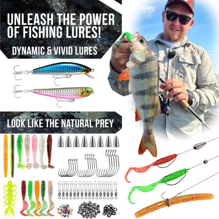 PLUSINNO Fishing Backpack with Tackle Boxes, Waterproof Fishing Sling Tackle Bag For Fishing Gear With Rod Holder, Fishing Gifts for Men With Fishing lures, Fishing pliers, Fish Lip Gripper. - Image 4