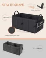 HOTOR Trunk Organizer - Car Organizer with 5 Pockets, Trunk organizer for SUV, Sedan & Van, Car Organization with Sturdy Base Panel for Car Accessories, Black, 2 Compartments, 21.3"×12.6"×10.6" - Image 3