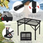 Folding Grill Table Camping Table with Mesh Desktop, Lightweight & Portable Outdoor Picnic Table, Height Adjustable Portable for Outside Inside Use - Image 5