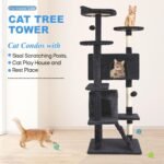 FDW Cat Tree 54in Cat Tower Multi-Level Durable Cat Scratching Post & Cozy Fun Cat Jumping Platform Space Saving Cat Condo Pet Play House for Indoor Cats,Dark Gray - Image 3