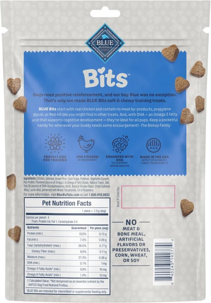 Blue Buffalo Bits Soft Dog Treats for Training, Made With Natural Ingredients & Enhanced with DHA, Chicken Recipe, 19-oz Bag - Image 3