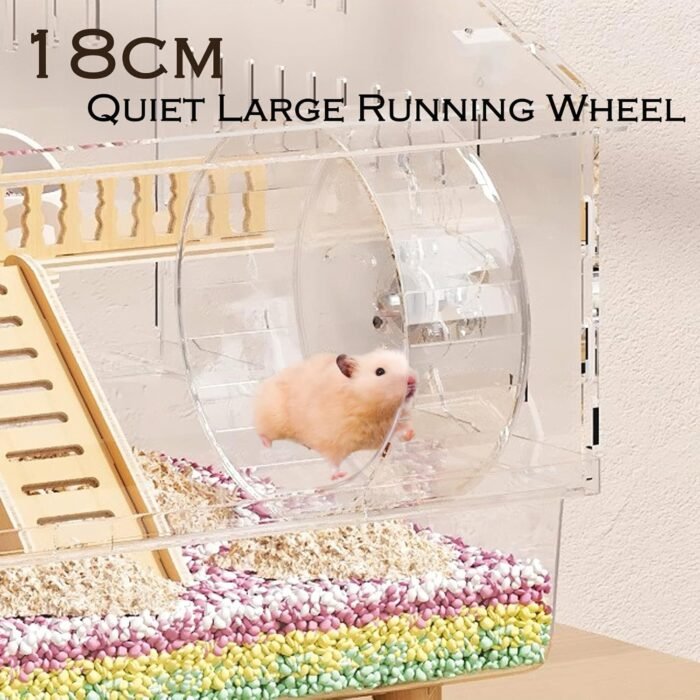 8 in 1 Acrylic Hamster Cage with All Accessories,2-Layer Hamster House with Full Transparent Viewing,Top Open Mouse Cage for Pet Mice,Hamster Habitat for Dwarf Hamster,Gerbils;18.5"x11.8"x14.6" - Image 5