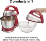 Hamilton Beach Classic Stand and Hand Mixer, 4 Quarts, 6 Speeds with QuickBurst, Bowl Rest, 290 Watts Peak Power, Red (64654) - Image 3