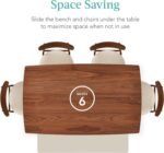 Best Choice Products 6-Piece Wooden Dining Set, Mid-Century Modern Table & Upholstered Chair Set w/Bench Seat, Rubberwood Legs - Walnut/Cream - Image 4