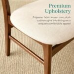 Best Choice Products 6-Piece Wooden Dining Set, Mid-Century Modern Table & Upholstered Chair Set w/Bench Seat, Rubberwood Legs - Walnut/Cream - Image 6