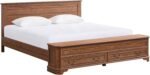T4TREAM Farmhouse King Bed with Headboard and Storage Bench, Rustic Wood Platform Bed with 80" Storage Chest w/ 4 Large Drawer, Dark Brown - Image 7