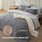 Bedsure Queen Comforter Set - 7 Pieces Reversible Grey Bedding, Queen Size Bed Set for All Seasons, Bed in a Bag with Down Alternative Comforter, Sheets, Pillowcases & Shams - Image 4