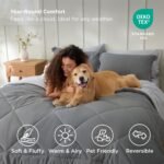 Bedsure Queen Comforter Set - 7 Pieces Reversible Grey Bedding, Queen Size Bed Set for All Seasons, Bed in a Bag with Down Alternative Comforter, Sheets, Pillowcases & Shams - Image 5