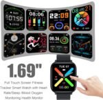 Smart Watch for Men Women Compatible with iPhone Samsung Android Phone 1.83 inch Full Touch Screen IP68 Waterproof Bluetooh Fitness Tracker Heart Rate/Sleep Monitor, Black - Image 3