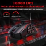 Redragon Wireless Gaming Mouse, MMO Gaming Mouse UP 16,000 DPI, 16 Macro Programmable Buttons, RGB Rechargeable with 12 Side Buttons, 70Hrs for PC Laptop MOBA FPS, M901P-KS - Image 3
