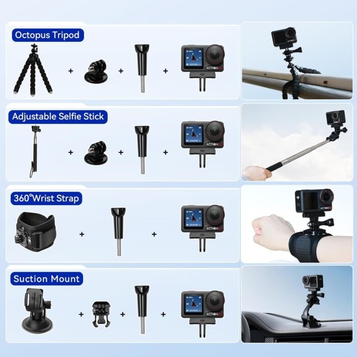 DJI Osmo Action 5 Pro Standard Combo,with 58 Piece Accessory Kit and 2 Extra Batteries + 64GB Card - Waterproof Action Camera with 1/1.3" Sensor, 4K/120fps Video, Action Camera 4K Ideal for Sports - Image 3