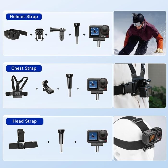 DJI Osmo Action 5 Pro Standard Combo,with 58 Piece Accessory Kit and 2 Extra Batteries + 64GB Card - Waterproof Action Camera with 1/1.3" Sensor, 4K/120fps Video, Action Camera 4K Ideal for Sports - Image 5