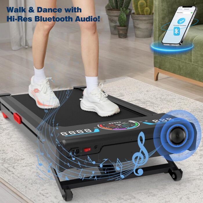 Walking Pad Treadmill with 12% 9-Level Auto Incline, 450 lbs Capacity RGB LED Screen, Bluetooth Speaker Under Desk Treadmill, Compact Treadmills for Home Hiking - Image 5