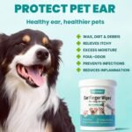 Ear Cleaner Finger Wipes 60 Counts, Dog Ear Cleaner, Grooming Kit Care for Dogs and Cats, Soft & Easy Otic Cleaning Pads, Remove Wax, Dirt & Stop Smelly, Itchy, Non-Irritating, Coconut Scent - Image 3