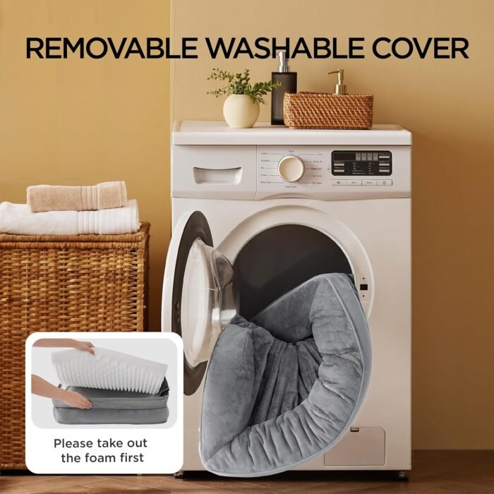 Bedsure Orthopedic Dog Bed Medium Size Dogs - Washable Medium Dog Cat Bed Waterproof, Comfort Pet Couch Sofa with Washable Removable Cover, Pets Bed with Nonskid Bottom, Grey, 28" - Image 6