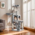 Yaheetech Cat Tree Tower Kitten Condo Scratching Post with Hammock Basket 54in - Image 3