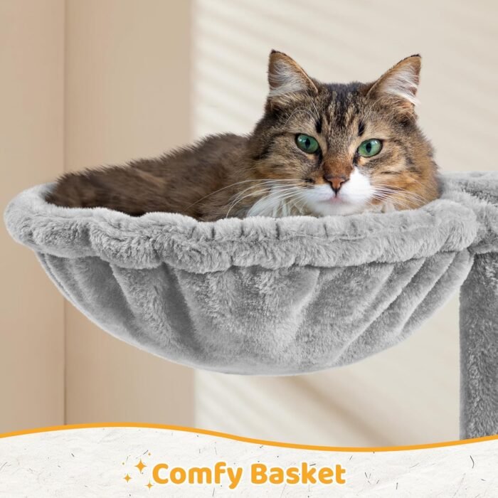 Yaheetech Cat Tree Tower Kitten Condo Scratching Post with Hammock Basket 54in - Image 9
