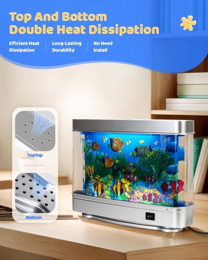 Fake Fish Tank Baby Aquarium - Artificial Fish Lamp with Moving Tropical Fish - LED Sensory Aquarium Light for Bedroom, Office, Kids, and Cat Lovers - Relaxing Night Light & Stress Reliever - Image 4