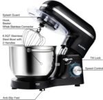 Aucma Stand Mixer,6.5-QT 660W 6-Speed Tilt-Head Food Mixer, Kitchen Electric Mixer with Dough Hook, Wire Whip & Beater (6.5QT, Black) - Image 3