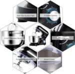 Aucma Stand Mixer,6.5-QT 660W 6-Speed Tilt-Head Food Mixer, Kitchen Electric Mixer with Dough Hook, Wire Whip & Beater (6.5QT, Black) - Image 4