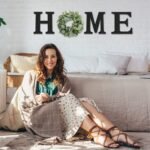 Wood Home Sign with Artificial Eucalyptus Wreath for O, Hanging Farmhouse Wall House Decor Wood Letters for Wall Art Rustic Home Decor, Wall Decor for Living Room Kitchen Entryway (Black) - Image 4