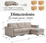 HEAY-YO 93 Inches Modern Modular Sectional Sofa,L Shape 3-Seater Comfy Couch with Moveable Ottoman,Floor Sofa for Living Room Bedroom Apartment,Linen Sand - Image 3