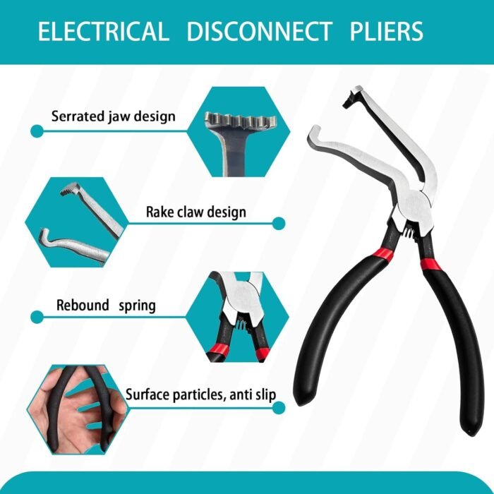 2 Pcs Electrical Disconnect Pliers, Electrical Connector Pliers, Electrical Plug Pliers for Removing Automotive Push tab Style Electrical connectors (Straight+60 Degree) - Image 4