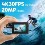 AKASO EK7000 4K30fps Action Camera with 64GB MicroSDXC U3 Memory Card Accessories Kit Bundle Ultra HD 131FT Waterproof Underwater Camera EIS WiFi Remote Control 4X Zoom, Black - Image 3