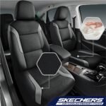 Skechers Memory Foam Car Seat Covers, Air Cool Mesh Thick Seat Covers, Gray Two Front Car Seat Protector, Airbag Compatible, Automotive Comfort & Protection for Most Cars, Van,Trucks, SUV,Grey - Image 3