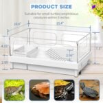 Small Turtle Tank Kit(Tank+Light+Filter), Acrylic Turtle Tank Starter Kit with Bask Platform, Bottom Drain, Multi-Function Area for Small Reptiles.(White) - Image 4