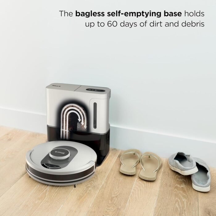 Shark AI Ultra Voice Control Robot Vacuum with Matrix Clean Navigation, Home Mapping, 60-Day Capacity, XL Self-Empty Base for Homes with Pets, Carpet & Hard Floors, Cool Grey - Image 4
