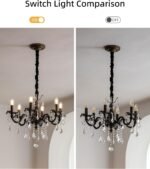 MODIVO 6-Light Crystal Chandelier for Living Room, 60" Chain & 21" Diameter with E12 Bulbs, French Vintage Hanging Light Fixture - Image 7