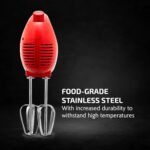 OVENTE 5-Speed Electric Hand Mixer with Stainless Steel Mixing Whisk, Snap-On Storage Case, Portable & Lightweight 150W Motor, Compact Handheld Mixer for Baking, Blending or Cooking, Red HM151R - Image 3