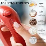 OVENTE 5-Speed Electric Hand Mixer with Stainless Steel Mixing Whisk, Snap-On Storage Case, Portable & Lightweight 150W Motor, Compact Handheld Mixer for Baking, Blending or Cooking, Red HM151R - Image 4