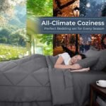 HEVUMYI 7 Pieces Queen Comforter Set, All Season Reversible Bed in a Bag Queen, Ultra Soft Queen Bedding Set with Grey Comforter, Flat Sheet, Fitted Sheet, Pillowcases, Pillow Shams, Dark Grey - Image 4