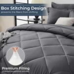 HEVUMYI 7 Pieces Queen Comforter Set, All Season Reversible Bed in a Bag Queen, Ultra Soft Queen Bedding Set with Grey Comforter, Flat Sheet, Fitted Sheet, Pillowcases, Pillow Shams, Dark Grey - Image 5