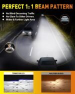 H11 9005 LED Bulbs Combo, 60,000LM Super Brighter, 1:1 Halogen Mini Size, 6500K White H9 H8 HB3 Driving Light Bulbs with Fan, Plug and Play, Automotive light Assemblies, Pack of 4 - Image 4