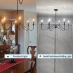 Black Chandelier,6-Light Rustic Industrial Iron Chandeliers for Dining Room Lighting Fixtures Hanging,Candle Hanging Hallway, Living Room, Foyer, Bedroom, Office, Bar,Island Lights - Image 5