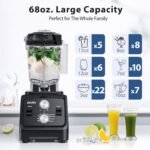 Aeitto Blenders for Kitchen with 1800W Motor, 68Oz. Large Capacity, 2-in-1 Blender & Grinder Combo, BPA-Free Countertop Professional Blender for Smoothies, Ice Crush, Frozen Drinks, Black - Image 3